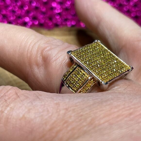 Yellow Diamond 925 Ring size 10 - Picture 3 of 7